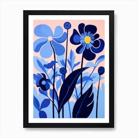 Blue Flower Illustration Iris 3 Art Print