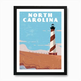 North Carolina, USA — Retro travel minimalist poster Art Print