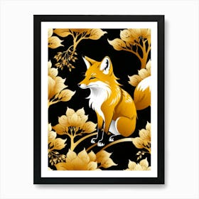 Japanese Fox art painting Art Print