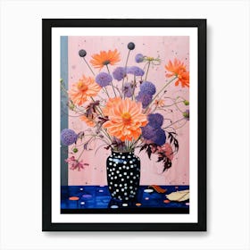 Surreal Florals Asters 6 Flower Painting Art Print