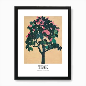 Teak Tree Colourful Illustration 2 Poster Art Print