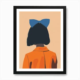 Portrait Of A Woman With A Blue Bow Art Print