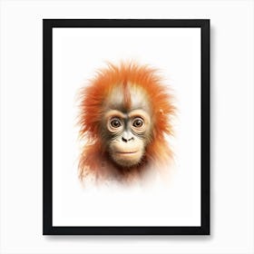 Watercolour Jungle Animal Sumatran Orangutan 4 Art Print