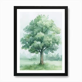 Linden Tree Atmospheric Watercolour Painting 4 Art Print