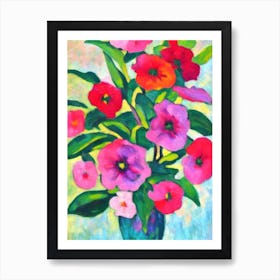 Mandevilla Floral Abstract Block Colour Flower Art Print