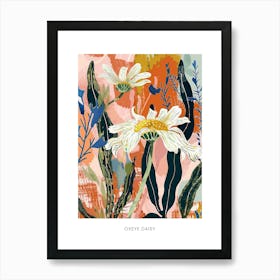 Colourful Flower Illustration Poster Oxeye Daisy 3 Art Print