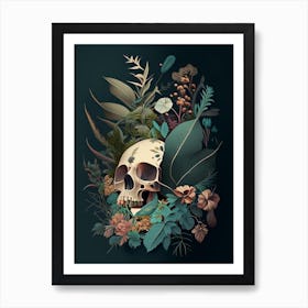 Skull With Terrazzo 3 Patterns Botanical Art Print