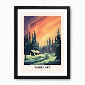 Vintage Winter Travel Poster Fairbanks Alaska 1 Art Print