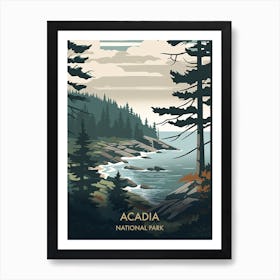 Acadia National Park Travel Poster Mid Century Style 1 Art Print