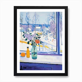The Windowsill Of Rovaniemi   Finland Snow Inspired By Matisse 4 Art Print