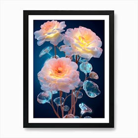 Three Roses In A Vase Affiche