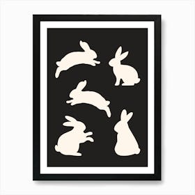 Lucky Bunny B&W Art Print