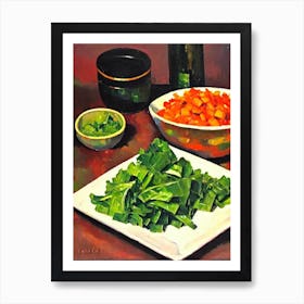 Collard Greens Cezanne Style vegetable Art Print