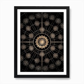 Geometric Glyph Radial Array in Glitter Gold on Black n.0443 Art Print