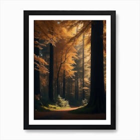 Fantastical Forest Landscape Covered With Giant Maple Trees Art Print