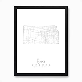 Kansas Minimal Street Map Art Print