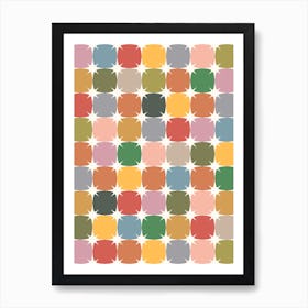 Retro Festive Sparkle Colorful Checker Art Print