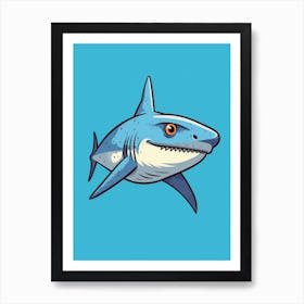 A Blue Shark In A Vintage Cartoon Style 4 Art Print