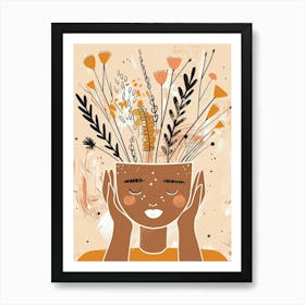 Flower Bouquet In The Head Art Print