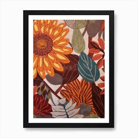 Fall Botanicals Zinnia 1 Art Print