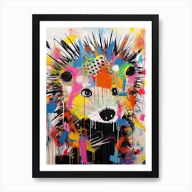 Graffiti Tales: Hedgehog's Journey in Basquiat Style Art Print