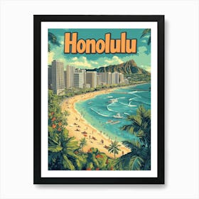 Honolulu - Urban Hawaii Beach Art Print