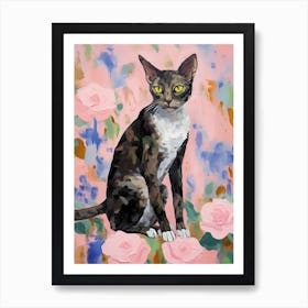 A Cornish Rex Cat Painting, Impressionist Painting 2 Art Print