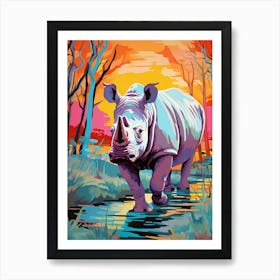 Rhino In The Wild Pop Art Retro 2 Art Print