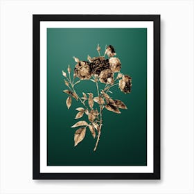 Gold Botanical Ternaux Rose Bloom on Dark Spring Green n.2065 Art Print