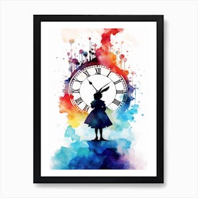 Alice In Wonderland Colourful Watercolour The White Rabbit 3 Art Print