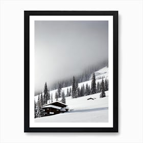 Cortina D'Ampezzo, Italy Black And White Skiing Poster Art Print