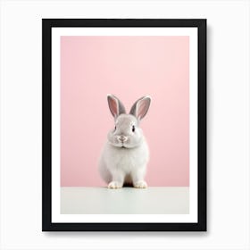 Cute Rabbit On A Pink Background Art Print