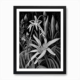 Trout Lily Wildflower Linocut 2 Art Print