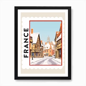 Retro Winter Stamp Poster Colmar France Art Print
