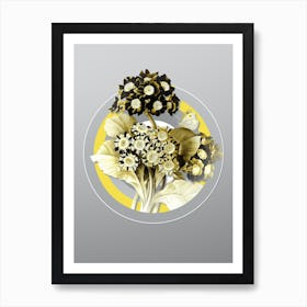 Botanical Antique Flower in Yellow and Gray Gradient n.022 Art Print