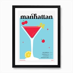 Manhattan in Blue Cocktail Recipe Art Print