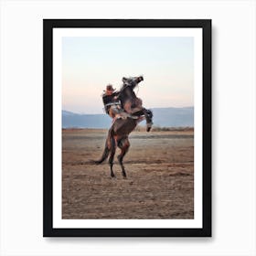 Texas Evening Horse And A Cowboy Art Print