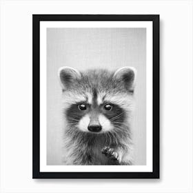 Raccoon - Black & White Art Print