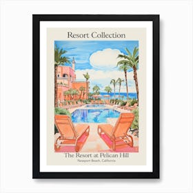 Poster Of The Resort Collection At Pelican Hill   Newport Beach, California   Resort Collection Storybook Illustration 3 Art Print