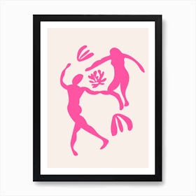 Pink People Cut Out Dancing Art Print