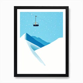 Saas Fee, Switzerland Minimal Skiing Poster Art Print