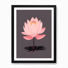 A Pink Lotus In Minimalist Style Vertical Composition 91 Art Print