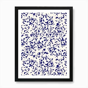 Blue And White Floral Pattern Art Print