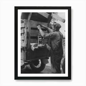 Tying Lantern Onto The Back Of Improvised Truck Which Will Travel To California Near Muskogee, Oklahoma B Art Print