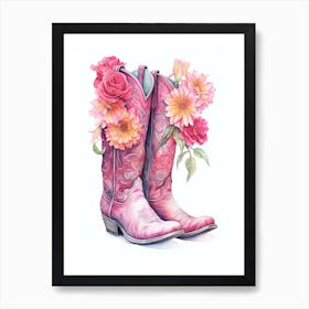  Cowgirl Boots Pink Art Print