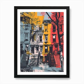 Brooklyn Heights New York Colourful Silkscreen Illustration 3 Art Print