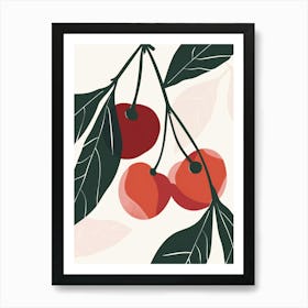 Cherries Close Up Illustration 2 Art Print