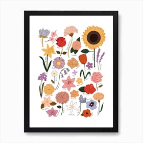 Flower Chart In White Art Print