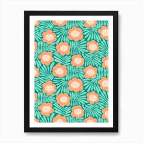 Into The Garden - Climbing Flowers Retro Floral Soft And Happy Art Print