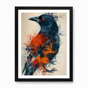 Crow abstract painting Art Print